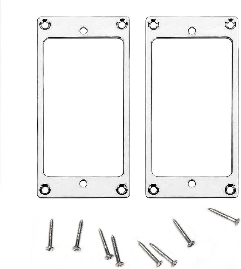 Cheerock 2 Pcs Metal Flat Humbucker Pickup Ring Silver, Pickup Covers Frame Mounting Ring for Electric Guitar Bass Replacement Parts - Image 1